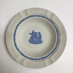 Wedgwood Jasperware Pegasus Ashtray Reverse Blue on Cream Vintage 7” England